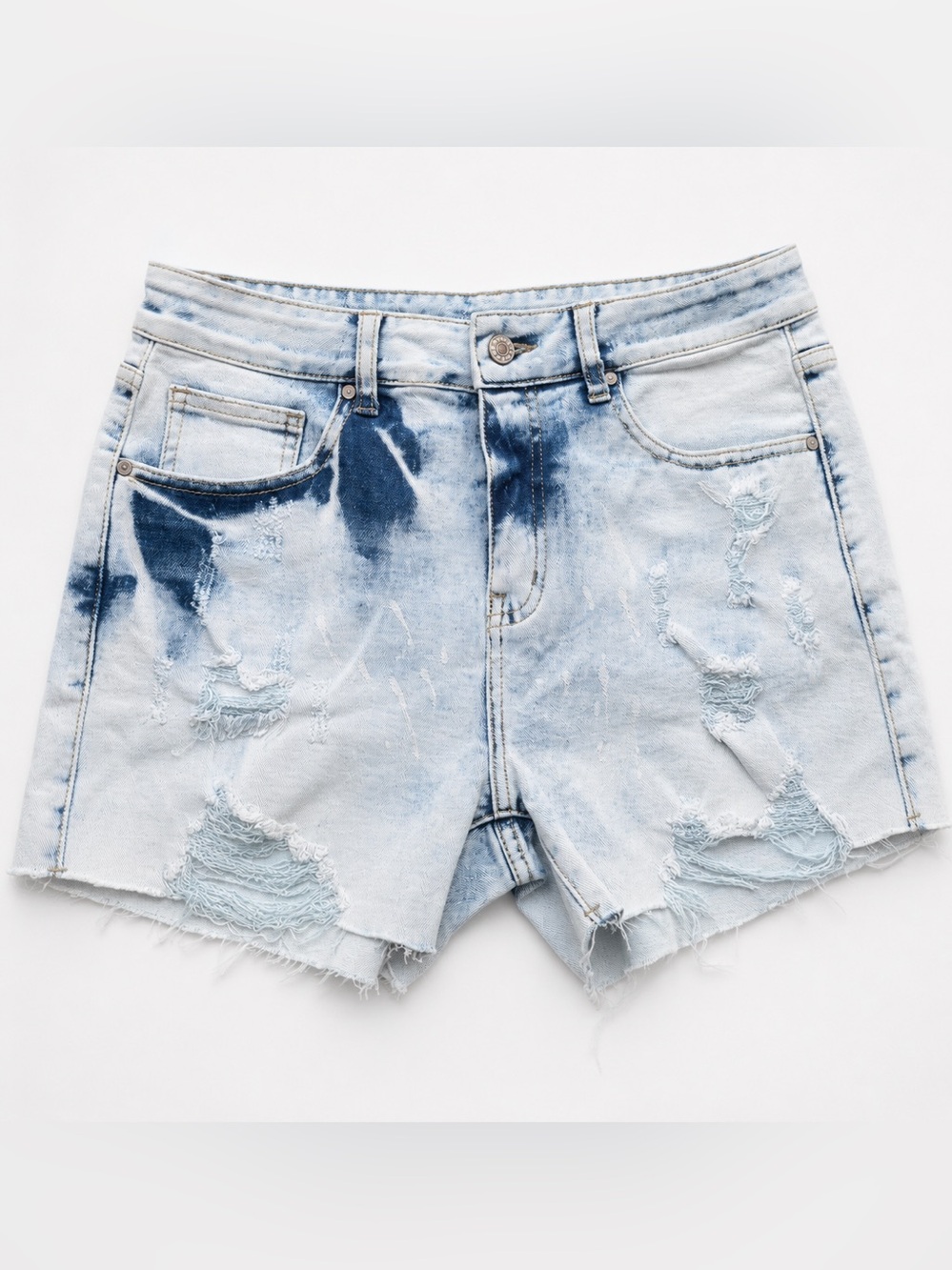 Light Wash Distressed Denim Shorts